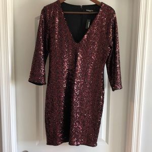 Holiday Red/Burgundy sequined Dress. Never worn